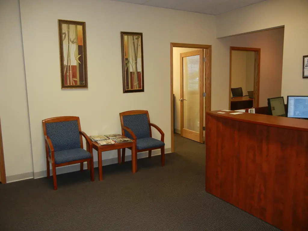 The reception area at the Iowa Mortgage Solutions office in Cedar Rapids